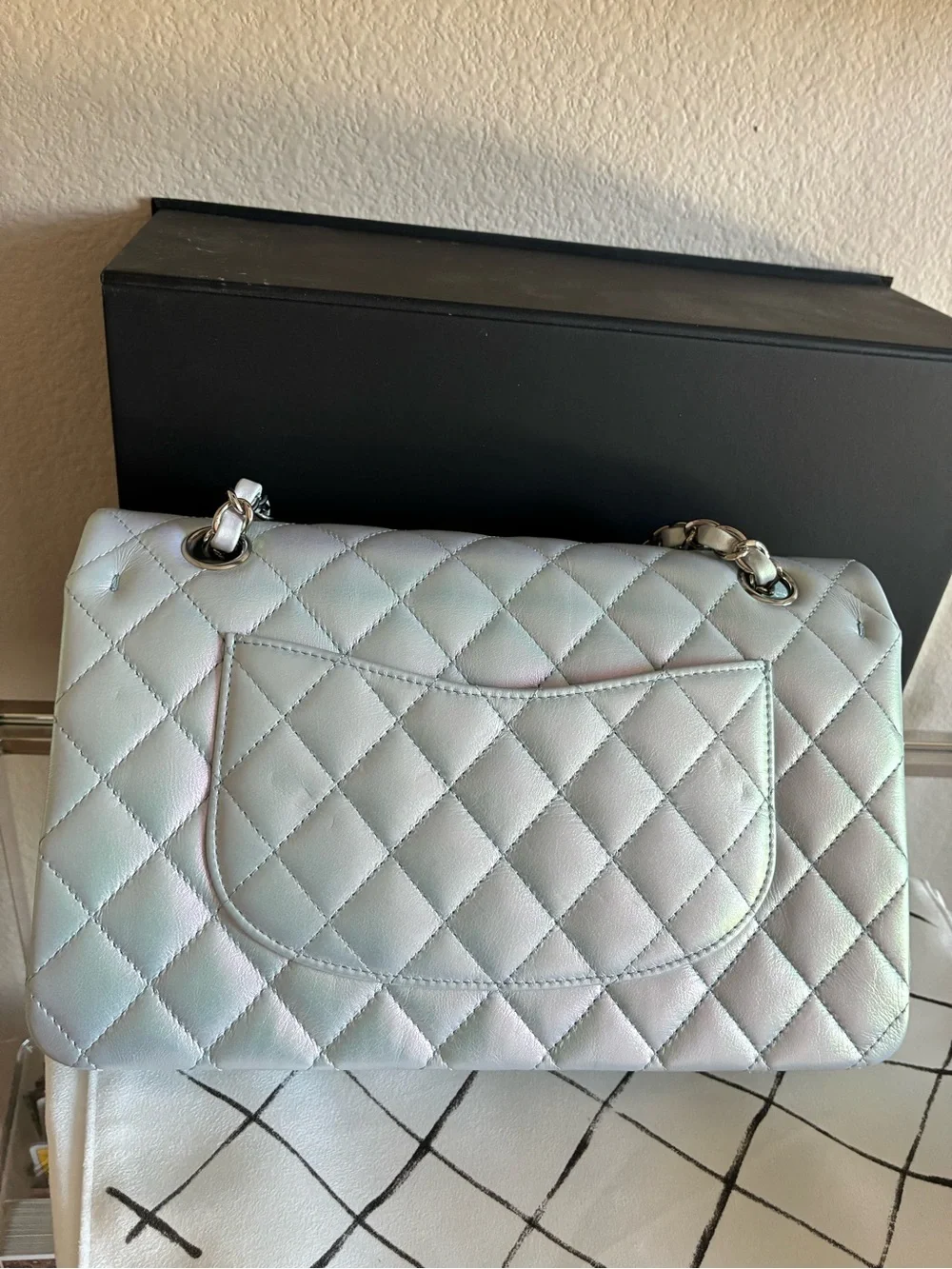CHANEL Classic Flap Medium Quilted Shoulder Bag Iridescent Ice - RARE